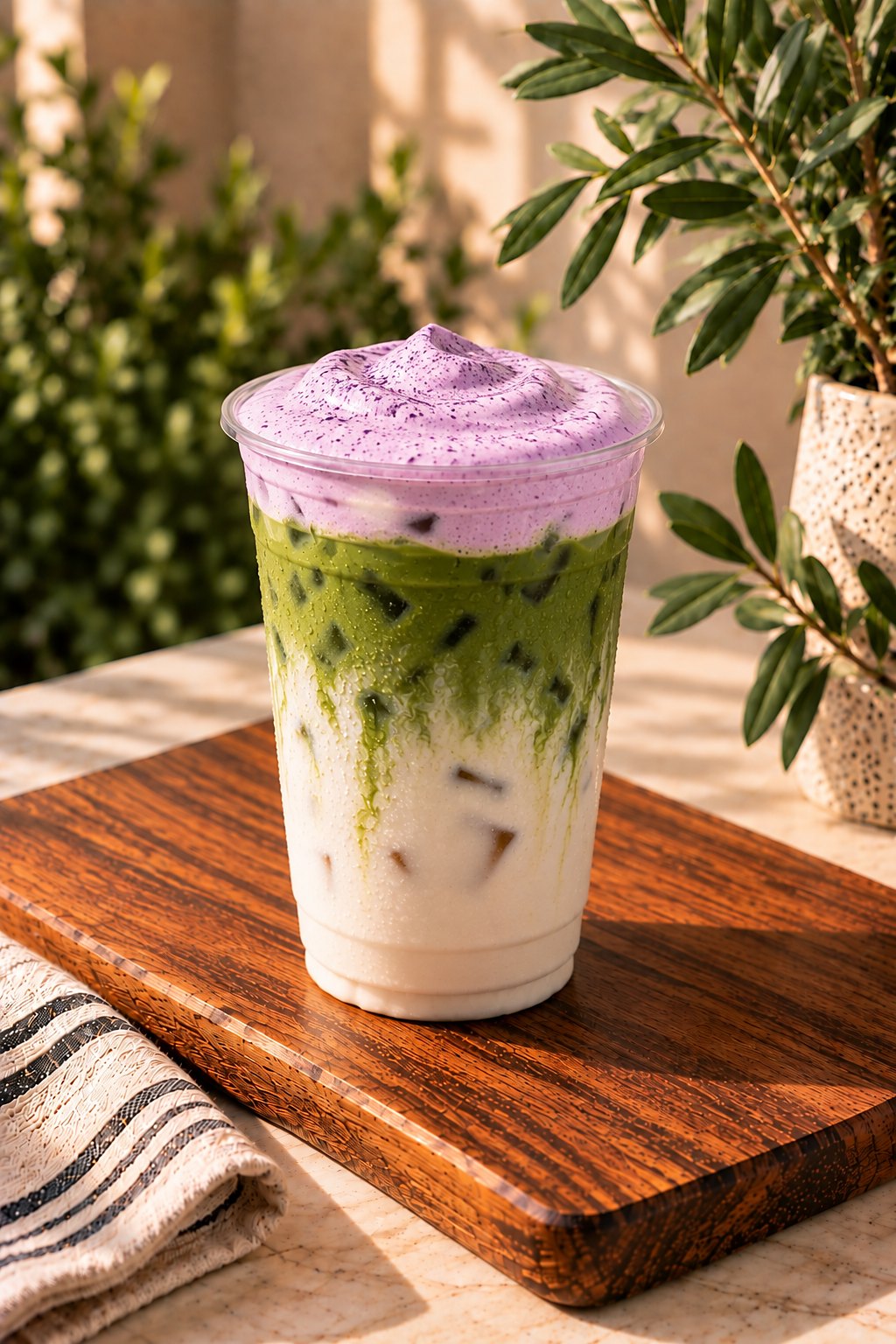 Iced lavender matcha latte